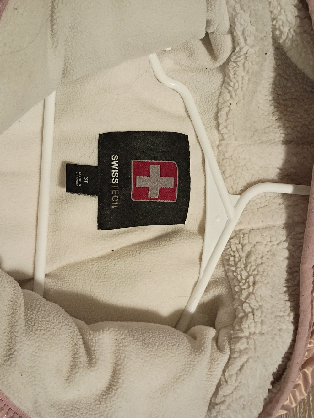 Swiss Tech Girls' Hooded Puffer Jacket - Pale Pink - Picture 3 of 3